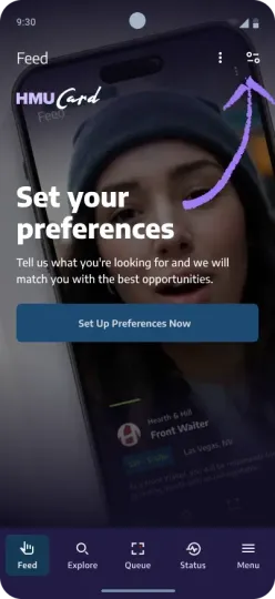 No Preference Set screen
